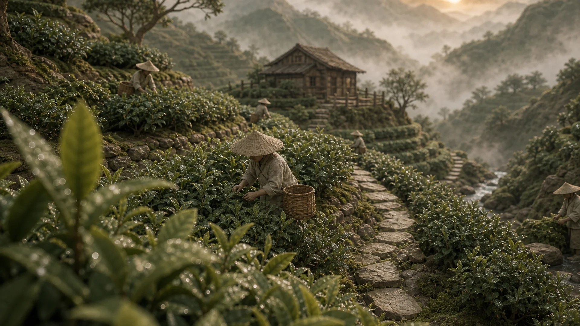 Morning hand harvest on the slope